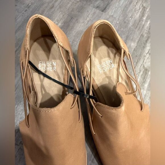 NWOT Eileen Fisher, tan, Peep toe sandals size 9 - Picture 5 of 6